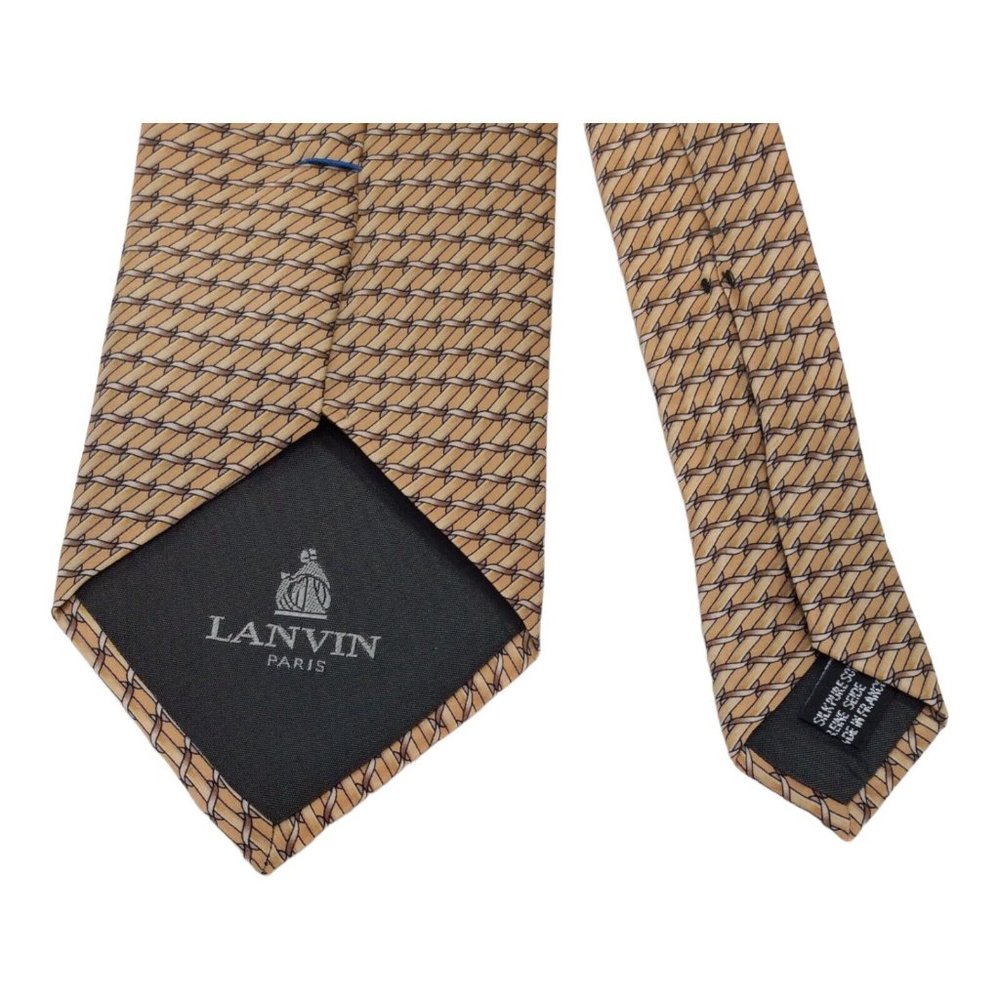 LANVIN PARIS Gold Chain Link Silk Tie Made In France 58"-3".1/2 EX COND - Picture 8 of 8